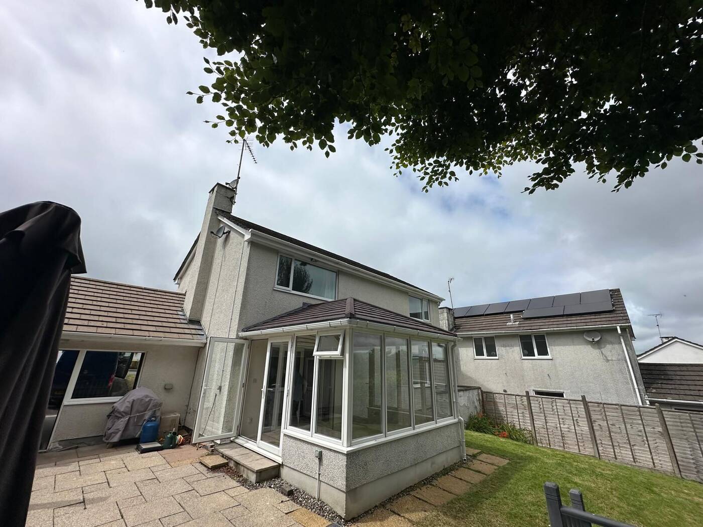 Bespoke conservatory roof with grey tiles installed in Plymouth